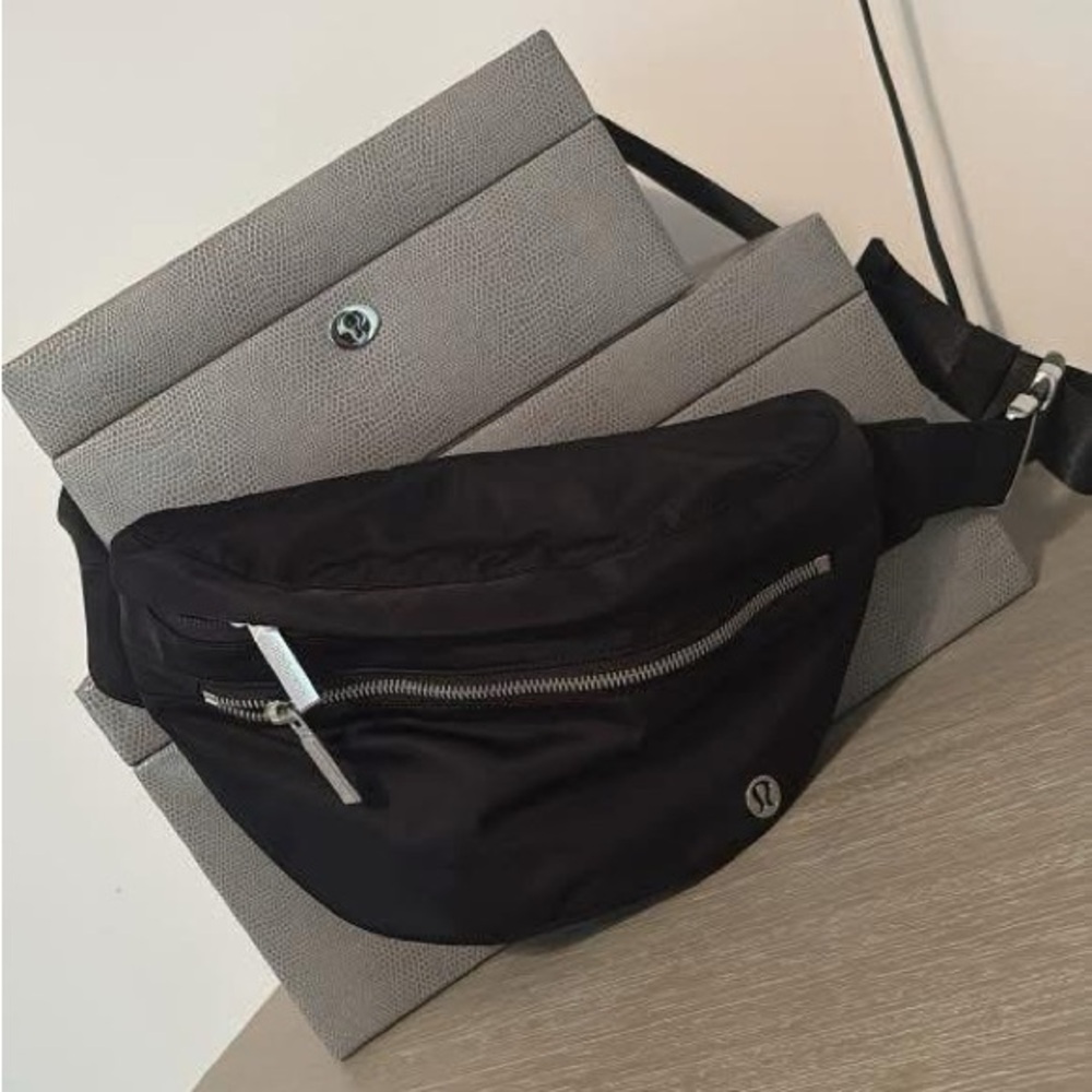 lululemon athletica Black Crossbody Bag with Silver Accents